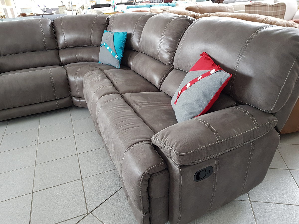 Guvnor 4 Piece Corner Group In Grey-Corner recliner sofa-Harveys-Against The Grain Furniture