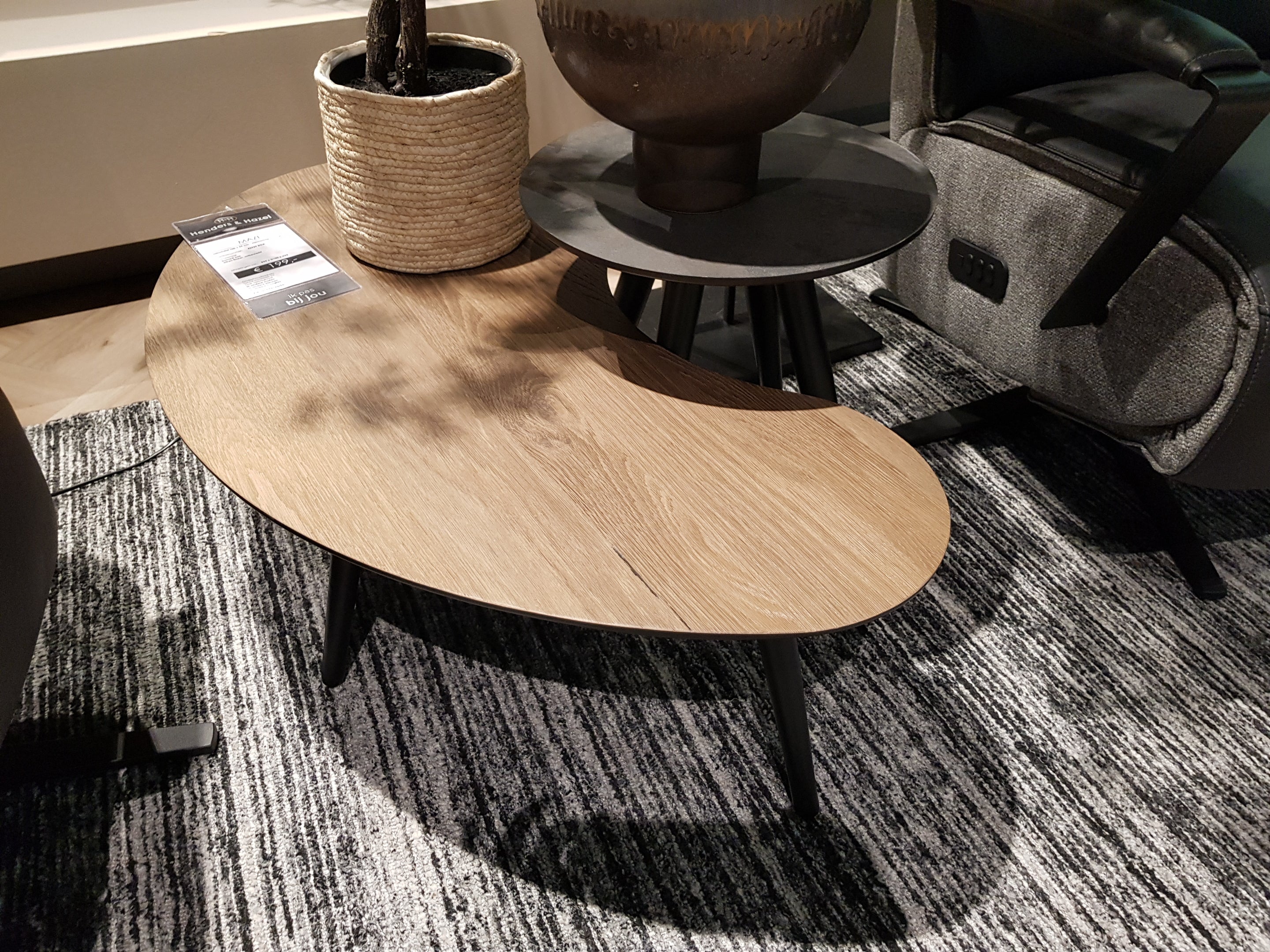 Habufa Maze Kidney Shaped Coffee Tables-Coffee and side table-Habufa-32 cms High-Medium Oak-Against The Grain Furniture