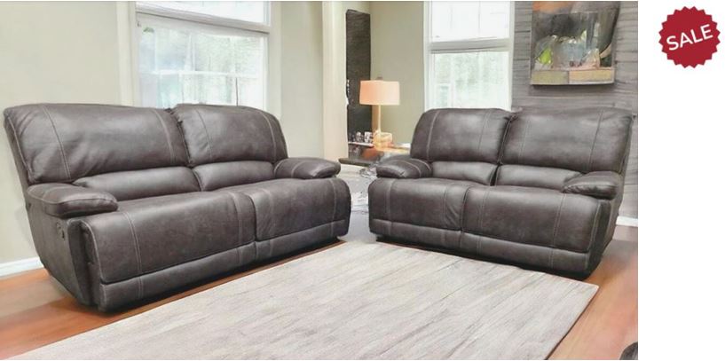 Guvnor Set, 3 and 2 Seater Recliner Sofas In Grey-3 seater recliner sofa-Harveys-3-Seater+2-Seater both Manual-Against The Grain Furniture