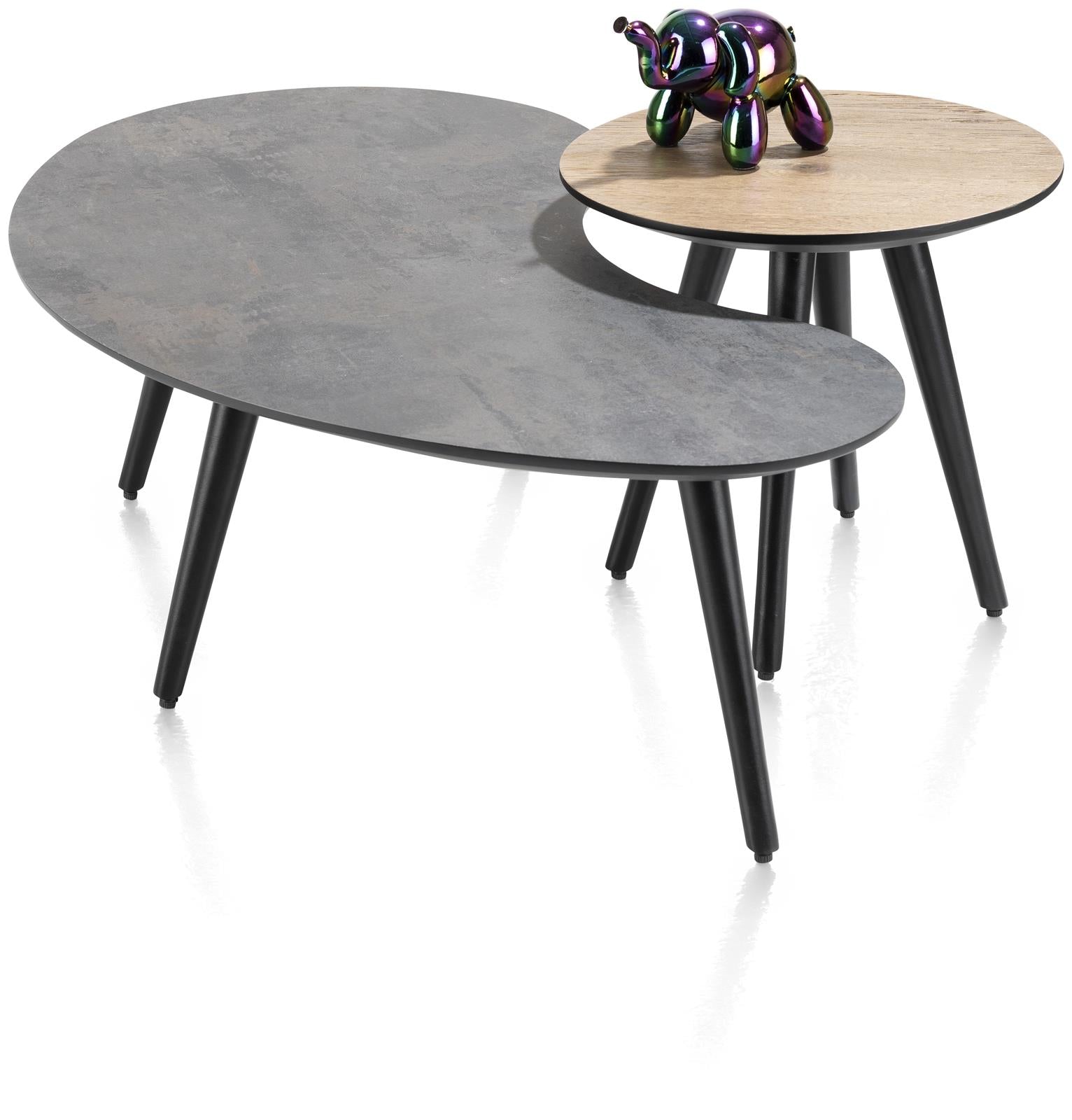 Habufa Maze Kidney Shaped Coffee Tables-Coffee and side table-Habufa-32 cms High-Medium Oak-Against The Grain Furniture