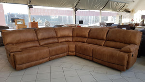 Guvnor 5 Piece Corner Group In Tan-Corner recliner sofa-Harveys-Electric-Against The Grain Furniture