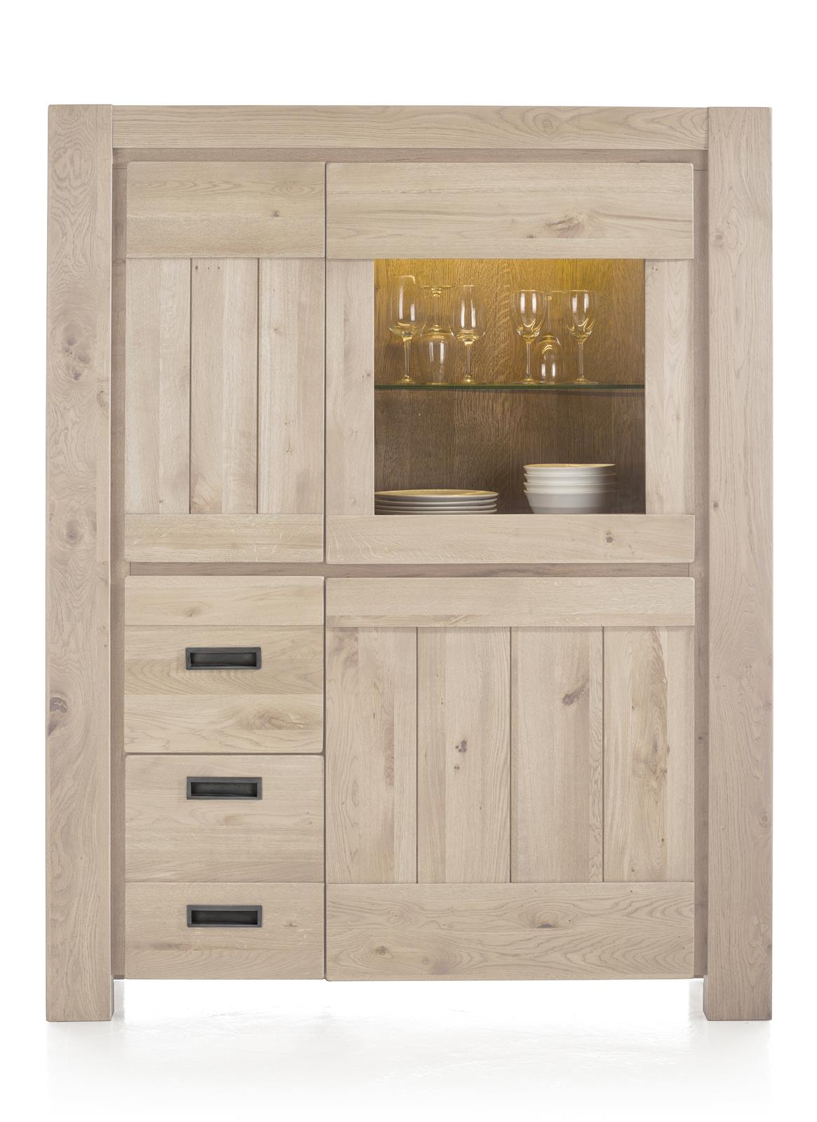 Habufa Bespoke Santorini Oak Midsize Highboard in Four Colours-Storage display cabinets-Habufa-Castle White-Against The Grain Furniture