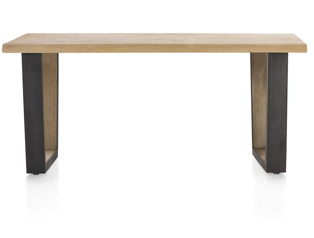 Habufa Metalox Fixed Top Oak Dining Tables-Dining Tables-Habufa-170 cms-U shape metal legs wood insert-Wavy edge-Against The Grain Furniture