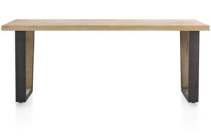 Habufa Metalox Fixed Top Oak Dining Tables-Dining Tables-Habufa-200 cms-U shape metal legs wood insert-Wavy edge-Against The Grain Furniture