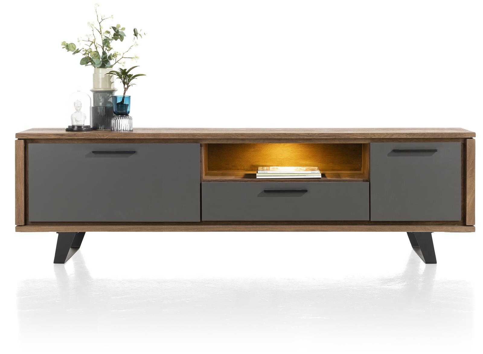 Habufa Cubo TV Lowboards in Smoked Oak and Grey-tv media stand-Habufa-210cm-Against The Grain Furniture