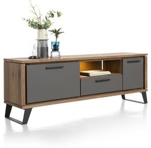 Habufa Cubo TV Lowboards in Smoked Oak and Grey-tv media stand-Habufa-140cm-Against The Grain Furniture