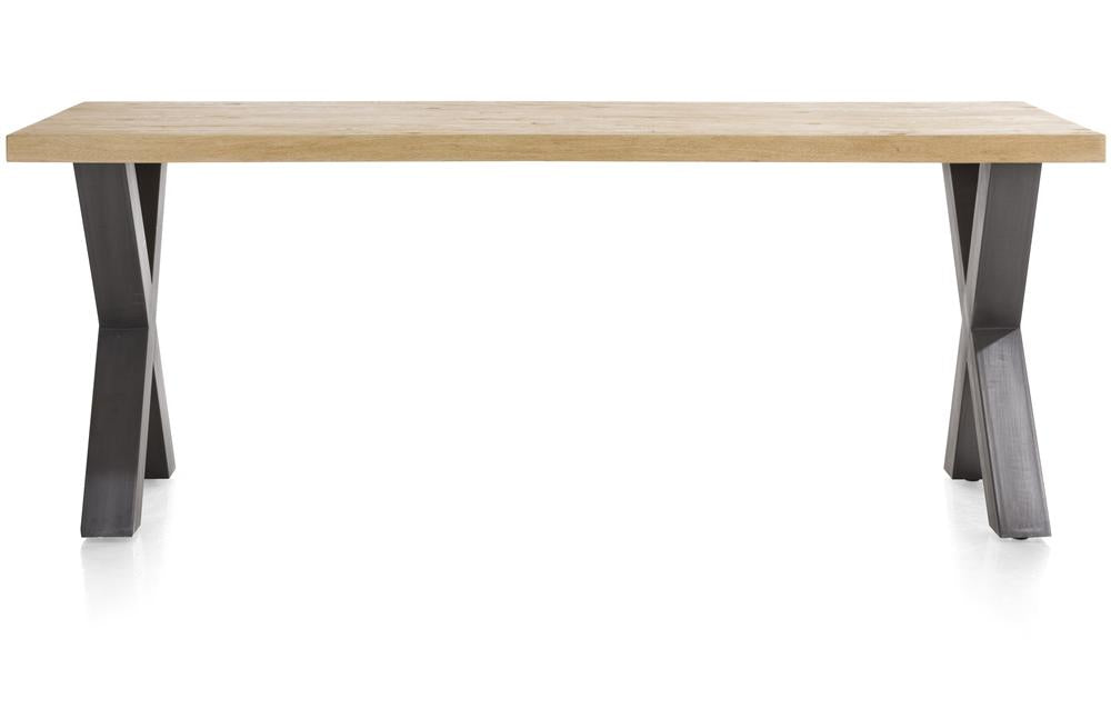 Habufa Metalox Fixed Top Oak Dining Tables-Dining Tables-Habufa-200 cms-X shape metal legs-Straight edge-Against The Grain Furniture